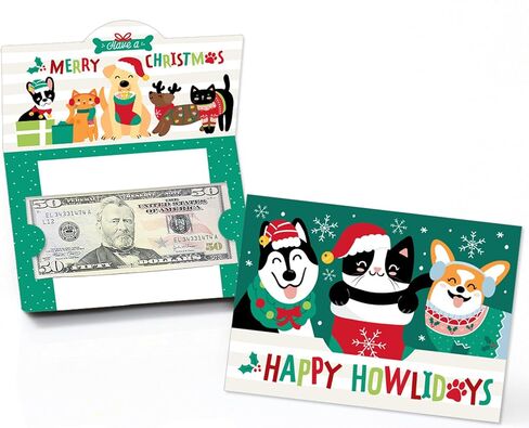 Big Dot of Happiness Christmas Pets - Cats and Dogs Holiday Party Money And Gift Card Holders - Set of 8 in Saudi Arabia