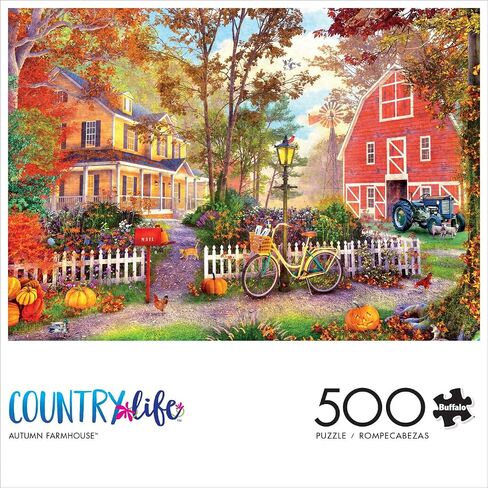 Buffalo Games Autumn Farmhouse, 500 Piece Jigsaw Puzzle for Adults,21.25x15 in Kuwait
