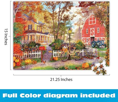Buffalo Games Autumn Farmhouse, 500 Piece Jigsaw Puzzle for Adults,21.25x15 in Kuwait