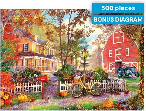 Buffalo Games Autumn Farmhouse, 500 Piece Jigsaw Puzzle for Adults,21.25x15 in Kuwait