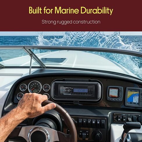 Pyle Water Resistant Marine Stereo Cover - Smoke Colored Heavy Duty Boat Radio Protector Shield with Flip-up Door & Spring Loaded Release - Mounting Gasket Included - PLMRCW1 in Kuwait