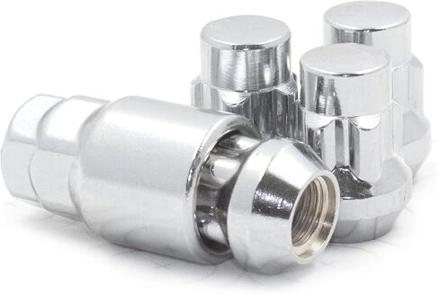 Wheel Accessories Parts M12 1.25 12x1.25 Thread Closed End Bulge 1.38" Long Locking Wheel Lug Nuts Lock Chrome Dual Hex Key 13/16" and 3/4" Fits Most Subaru Nissan Pass Cars & Titan (Non XD) in Kuwait