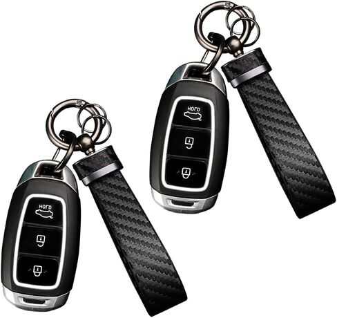 2PCS Carbon Fiber Car Keychain Kit,Gift for Men and Women,Quick Release Spring with D-Ring Anti Lost Car Keychain Organizer in Kuwait