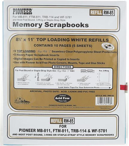 ألبوم صور Pioneer Rw85 8. 5" X 11" White Top Loading Scrapbook Refill in Kuwait