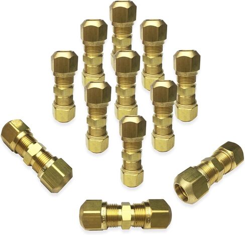 DOT Air Brake Fittings 3/8" Air Line Fittings Brass DOT Air Fittings Air Hose Fittings Air Compressor Straight Union Fittings for Nylon Hose 12pcs in Kuwait