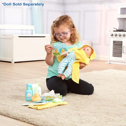Melissa & Doug Mine to Love Changing & Bathtime Play Set for Dolls – Diapers, Pretend Shampoo,Wipes, Towel, More (19 pcs) in Kuwait
