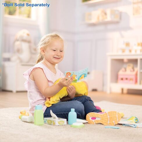 Melissa & Doug Mine to Love Changing & Bathtime Play Set for Dolls – Diapers, Pretend Shampoo,Wipes, Towel, More (19 pcs) in Kuwait
