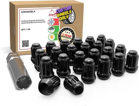 Wheel Accessories Parts 24 Pcs 14mm 1.50 14x1.50 Thread Truck 1.90" Long Spline Lug Nuts Black Chrome 6 Spline Fits Chevy Silverado GMC Sierra 1500 2016+ Ford F 150 2019+ Ram 1500 in Saudi Arabia