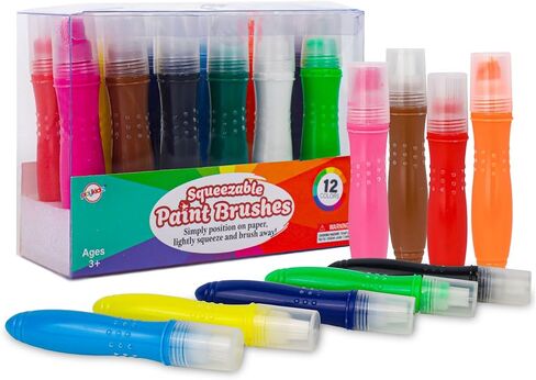 12 Squeezable Paint Brushes Classic Colors for Kids, Tempera Paint Brush, Assorted Fun Colors for Toddler, (24ml/0.8oz Each) in Saudi Arabia