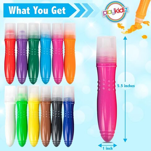 12 Squeezable Paint Brushes Classic Colors for Kids, Tempera Paint Brush, Assorted Fun Colors for Toddler, (24ml/0.8oz Each) in Saudi Arabia