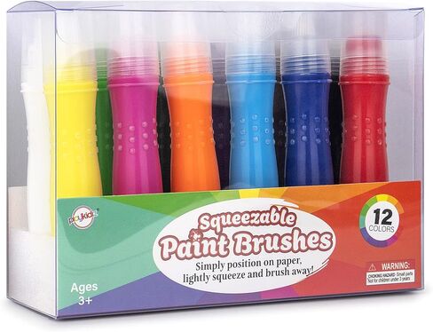 12 Squeezable Paint Brushes Classic Colors for Kids, Tempera Paint Brush, Assorted Fun Colors for Toddler, (24ml/0.8oz Each) in Saudi Arabia
