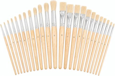 Paint Brushes Set of 24, Natural Bristle Round and Flat Tip Art Set in Saudi Arabia