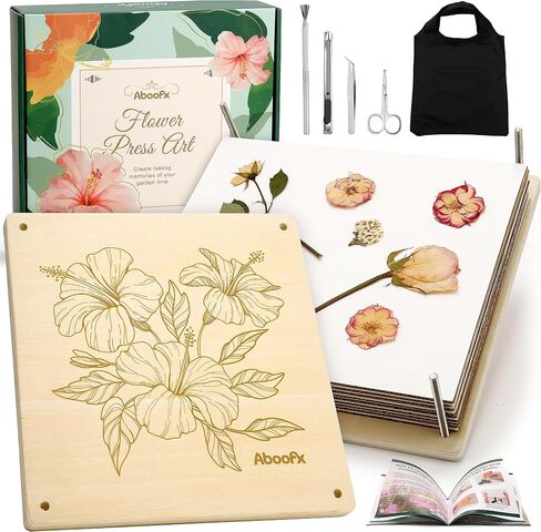 Aboofx Large Professional Flower Press Kit, 6 Layers 10.8 x 6.9 inch DIY Flower Pressing Kit for Adults to Making Dried Flower & Press Flowers Arts is Great Gift for Women and Crafts Lovers in Kuwait