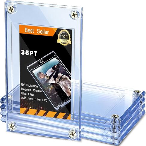 5 Pieces 4 Screw Trading Card Protector, Baseball Sleeves Card Protector, 35 Pt Acrylic Holder Clear Case for Baseball Football Sports Game Storage and Display Holders in Kuwait