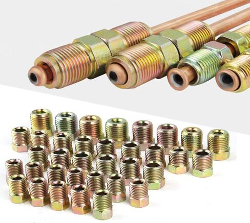MuHize Upgraded Brake Line Fittings - 15 Pieces 3/8'-24 Threads Assortment Brake Fitting for 3/16 Inch Brake Line Tube (5 Unions, 10 Nuts) in Kuwait