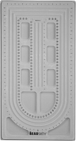 The Beadsmith Bead Board with Cover, Grey Flocked, 3 U-Shaped Channels, 6 Recessed Compartments, 9.75 x 13.25 inches, Design Boards for Creating Bracelets, Necklaces and Other Jewelry in Kuwait