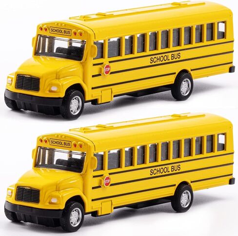 2 Pack 5.5inch Pull Back School Bus Playset, Die-cast Metal Toy Play Vehicles with Yellow for Kids Boys Toddlers in Saudi Arabia