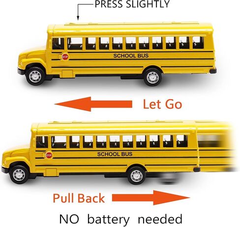 2 Pack 5.5inch Pull Back School Bus Playset, Die-cast Metal Toy Play Vehicles with Yellow for Kids Boys Toddlers in Saudi Arabia