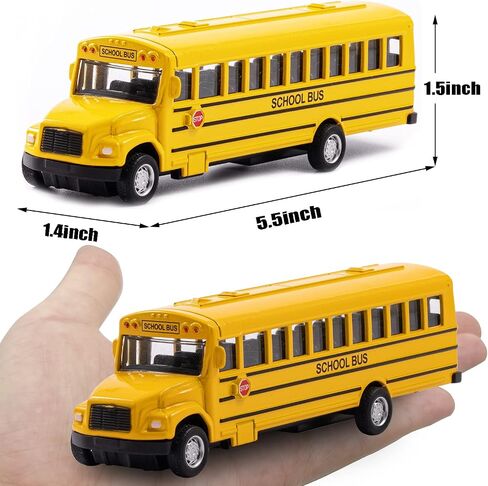 2 Pack 5.5inch Pull Back School Bus Playset, Die-cast Metal Toy Play Vehicles with Yellow for Kids Boys Toddlers in Saudi Arabia