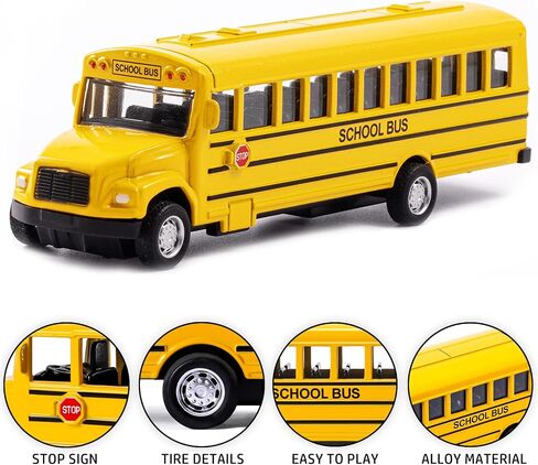 2 Pack 5.5inch Pull Back School Bus Playset, Die-cast Metal Toy Play Vehicles with Yellow for Kids Boys Toddlers in Saudi Arabia