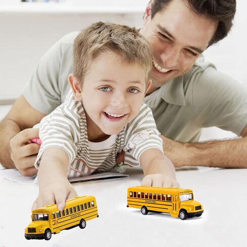 2 Pack 5.5inch Pull Back School Bus Playset, Die-cast Metal Toy Play Vehicles with Yellow for Kids Boys Toddlers in Saudi Arabia