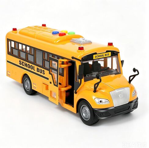soi-meme Yellow School Bus Toys for Toddlers with 4 Different Flashing Lights & Sound, Back and Side Doors Open Friction-Powered Wheels Light Up Toy Buses Birthday Gift for Kids Girl Boy Ages 3+ in Kuwait