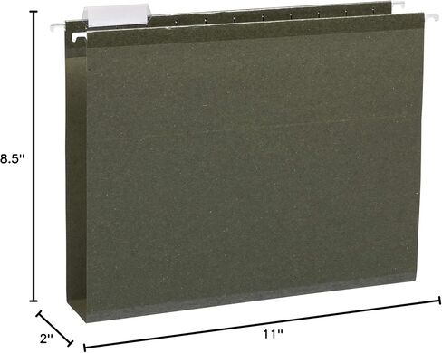 Amazon Basics Hanging File, Box Bottom, Heavy Duty, 2-Inch Expansion, 25-Pack, Letter (8.5" x 11"), Green in Kuwait
