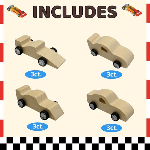 12 Pack Race Car Party Favors DIY Craft Kit – Paint Your Own Wooden Cars in Kuwait