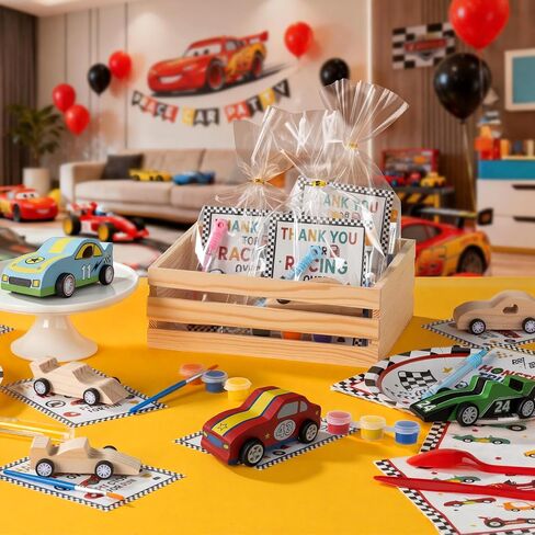12 Pack Race Car Party Favors DIY Craft Kit – Paint Your Own Wooden Cars in Kuwait