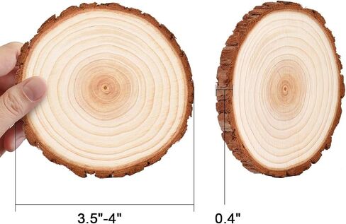 Unfinished Natural Wood Slices with Bark |20 Pcs Kiln Dried Wooden Coasters in Kuwait