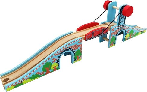 Z MAYABBO Wooden Train Tracks Accessories Wood Train Lifting Bridge for Railroad Tracks fits for All Railway Tracks in Kuwait