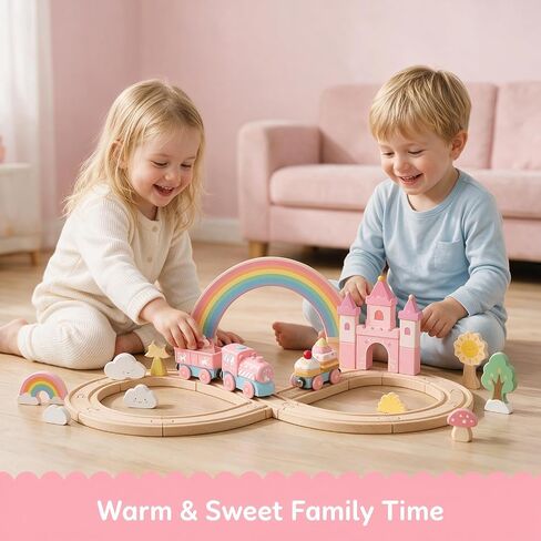 Toy Battery Operated Train Set for Wooden Tracks, Magnetic Trains Toys with Carriage, Pink Unicorn Motorized Train Electric Cars Compatible with Thomas, Brio, Chuggington in Kuwait