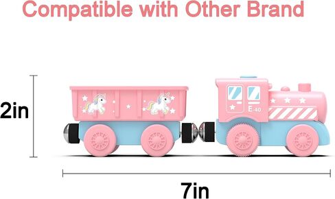 Toy Battery Operated Train Set for Wooden Tracks, Magnetic Trains Toys with Carriage, Pink Unicorn Motorized Train Electric Cars Compatible with Thomas, Brio, Chuggington in Kuwait