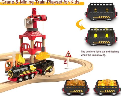 Steam Train for Wooden Tracks – Battery Operated Train Set with Realistic Smoke, Lights & Sound, Motorized Toy Trains Compatible with Thomas & Friends, Brio, for Kids Ages 3-8 in Kuwait