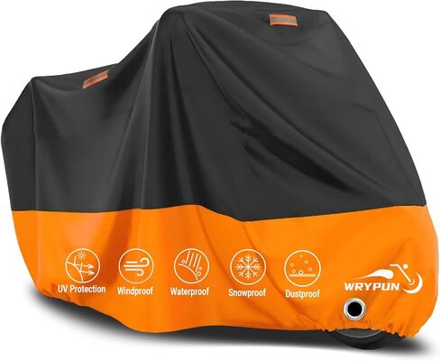 Wrypun Motorcycle Cover Waterproof for Harley Davidson Street Glide Touring XXXL Orange in Kuwait