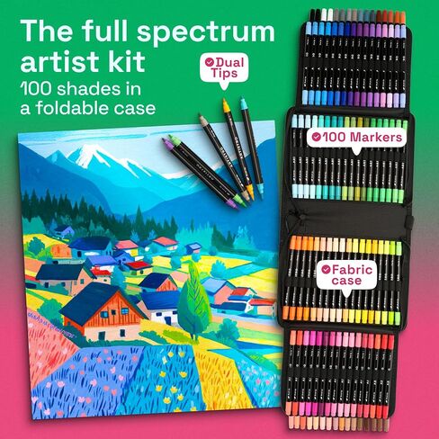 ARTISTRO 100 Acrylic Paint Markers, Dual-Tip Paint Pens, Black Bag in Kuwait