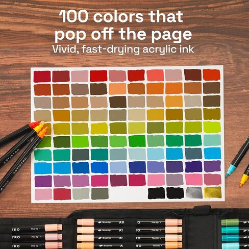ARTISTRO 100 Acrylic Paint Markers, Dual-Tip Paint Pens, Black Bag in Kuwait