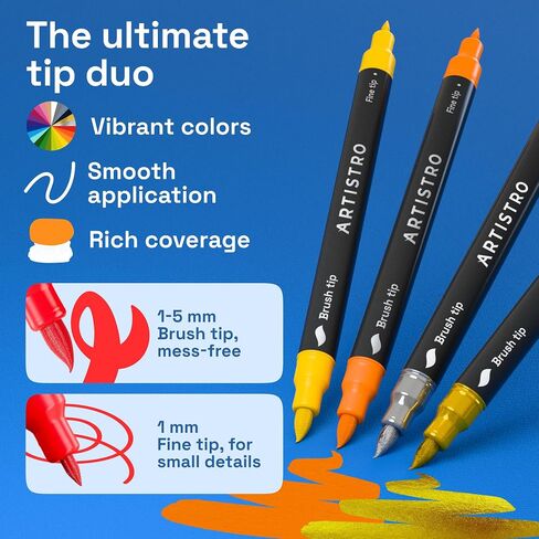 ARTISTRO 100 Acrylic Paint Markers, Dual-Tip Paint Pens, Black Bag in Kuwait