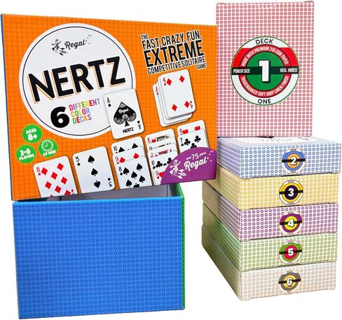 Regal Games Nertz Playing Cards 12 Pack - Decks of 12 Color Cards Wide-Size & Fun Playing Cards - Deck of Playing Cards for Poker, Solitaire, Blackjack & More in Kuwait