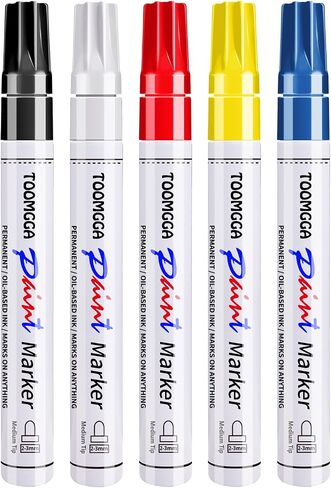 TOOMGGA Paint Pens Permanent Paint Markers, 5 Colors Oil Based Marking Pen in Kuwait