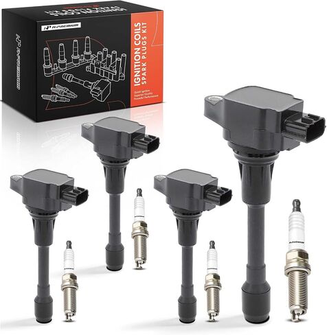 A-Premium Set of 4 Ignition Coil Pack and Iridium Spark Plugs Compatible with Nissan Altima Rogue Pathfinder Sentra Versa X-Trail Cube & Infiniti QX60 Q70 FX50 M56， 1.6L 1.8L 2.5L in Kuwait