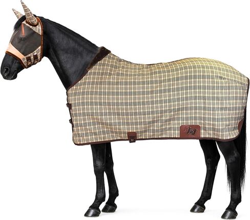 BARN & STABLE Cotton-Poly Plaid Horse Stable Blanket with Horse Mask in Saudi Arabia
