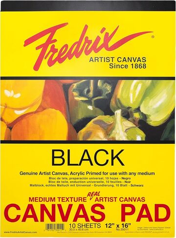 Tara Materials Fredrix 12x16 Black Canvas Pad 10 Sheets, 12 x 16 Inches in Kuwait