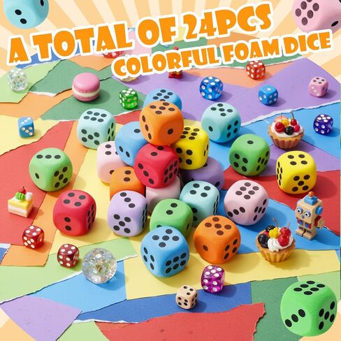 Halloscume 24 Pcs 1.5 Inch Jumbo Foam Dice Colorful Soft EVA, Round, Round in Kuwait