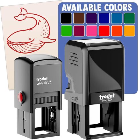 Gentle Blue Whale Self-Inking Rubber Stamp Ink Stamper - 1 Inch Small - Black Ink in Kuwait