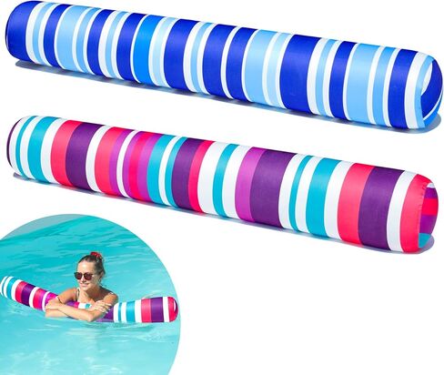FindUWill 2 Pack Inflatable Swim Pool Noodles, Pool Noodles Floats for Adults, Soft Fabric Covered Large Swim Noodles for Lake, Beach in Kuwait