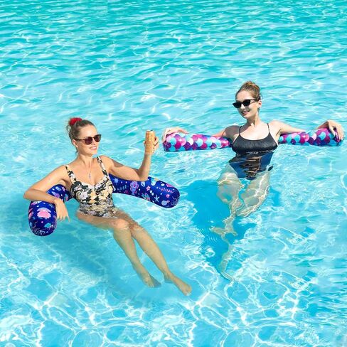 Inflatable Swimming Pool Noodles, 2 Pack Fabric Covered Curved Swimming Pool Floats, Pool Noodles Floats with Premium Buoyancy for Adults, Swim Noodles for Summer Water Party Beach Lake in Kuwait