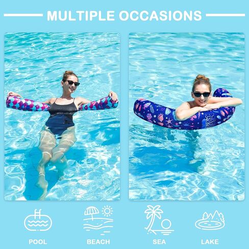 Inflatable Swimming Pool Noodles, 2 Pack Fabric Covered Curved Swimming Pool Floats, Pool Noodles Floats with Premium Buoyancy for Adults, Swim Noodles for Summer Water Party Beach Lake in Kuwait