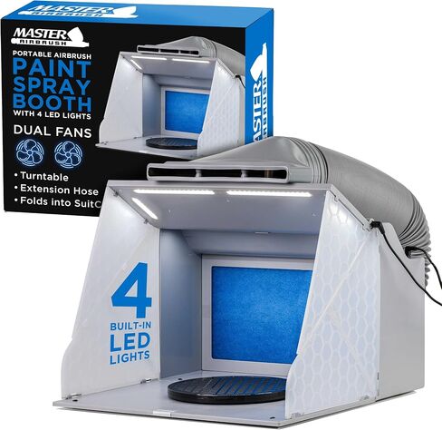 Master Airbrush Brand Lighted Portable Hobby Airbrush Spray Booth with LED Lighting for Painting All Art, Cake, Craft, Hobby, Nails, T-Shirts & More. Includes 6 Foot Exhaust Extension Hose in Kuwait