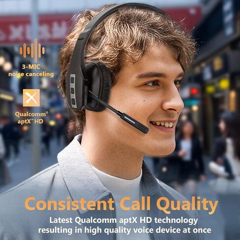 سماعة كونامبو بلوتوث V5.0، سماعة رأس لاسلكية مع ميكروفون إلغاء الضوضاء، وقت التحدث عالي الدقة لمدة 16 ساعة، سماعة رأس بلوتوث على الأذن للهاتف الخلوي، مهندسي سائقي الشاحنات، الأعمال المنزلية والمكتب in Kuwait